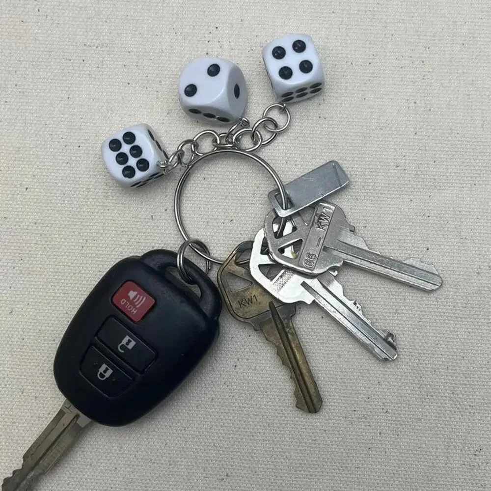 Y2k 2000s vintage style white dice key chain